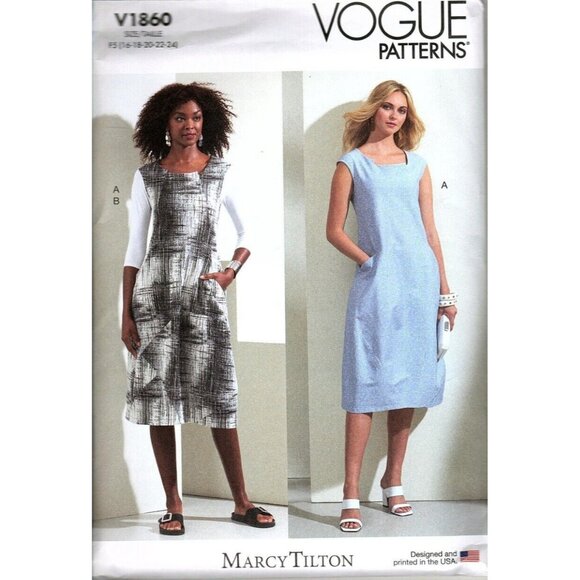 Vogue V1860 Misses 16 to 24 Marcy Tilton Dress and Top Sewing Pattern New - Picture 1 of 2